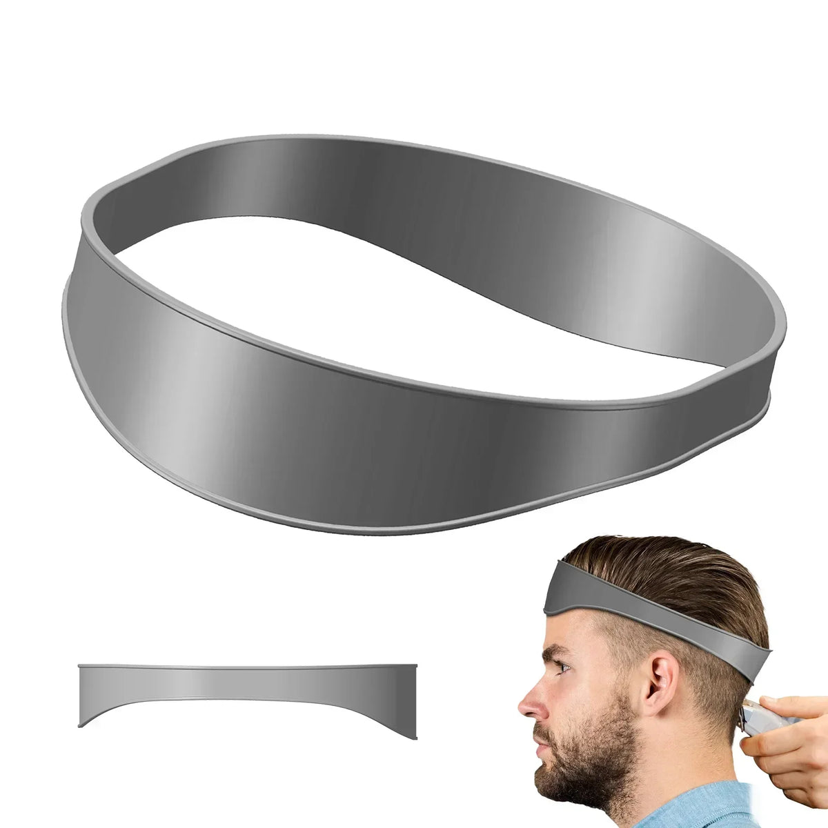 Silicone Fade Haircut Template – DIY Neckline Shaving Guide Haircut Guide Tool PLUSH gray