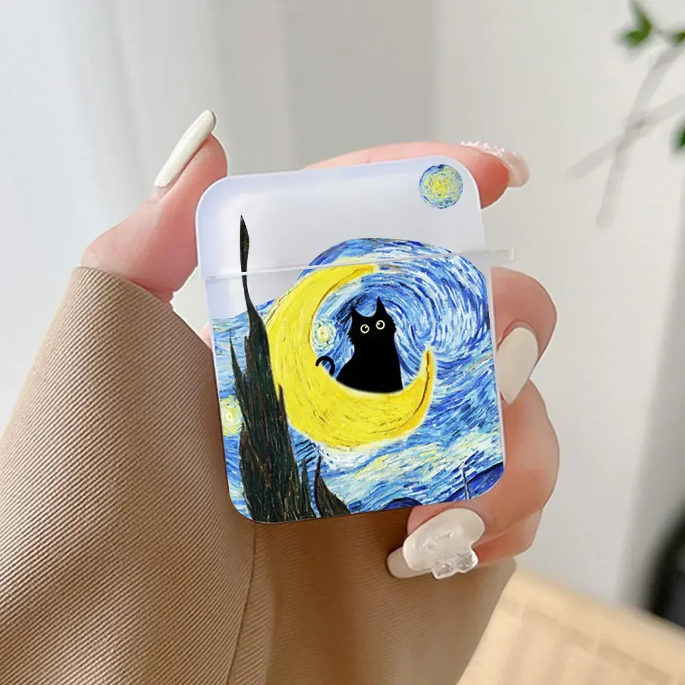 Van Gogh Cat AirPods Case – Retro Art Hard Cover All Models AirPods Case Cover PLUSH -3 for Airpods 1st 2nd
