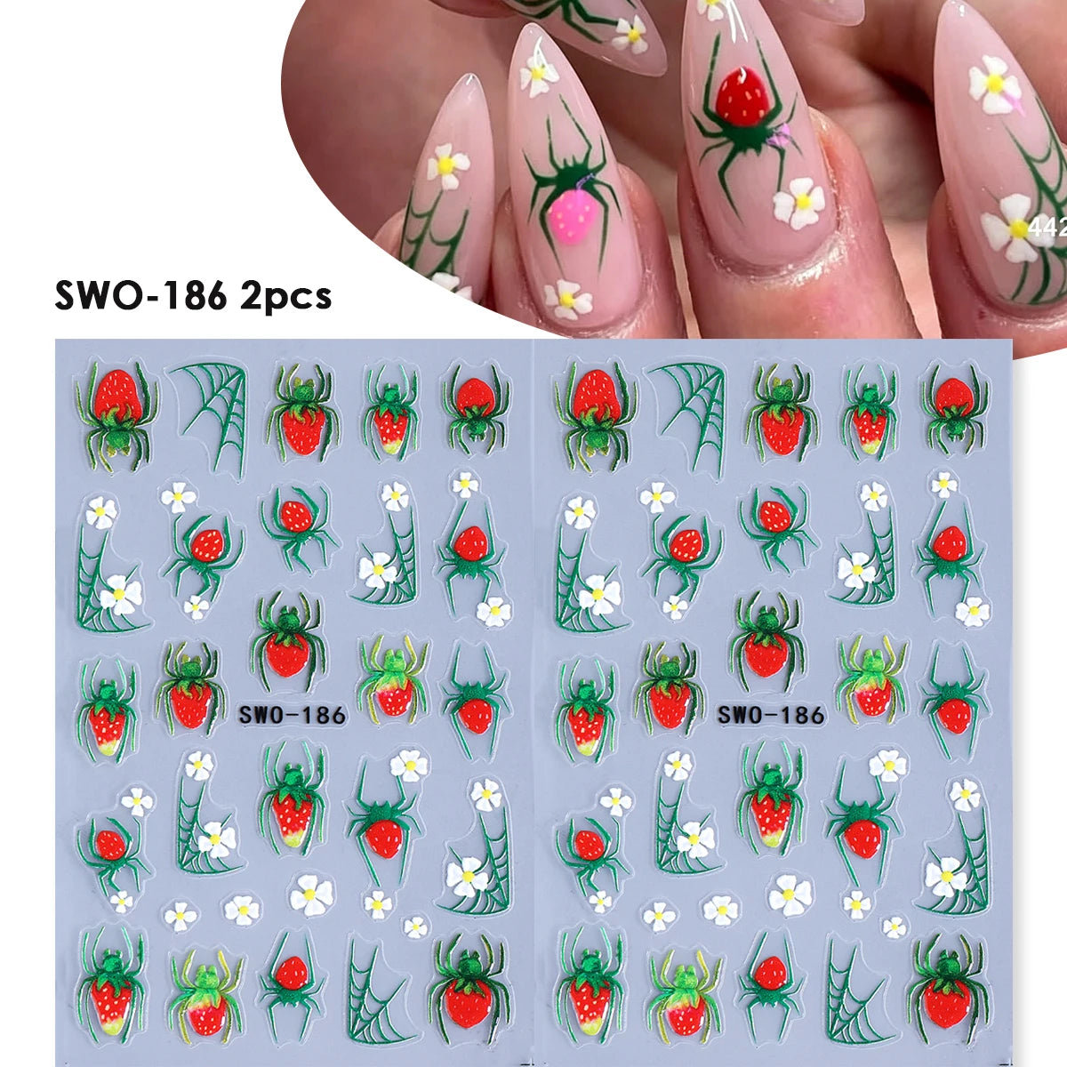 Halloween Bloodshot Eyeball Matte Nail Decals – 2 Sheets Nail Art Decals PLUSH SWO-186 2pcs
