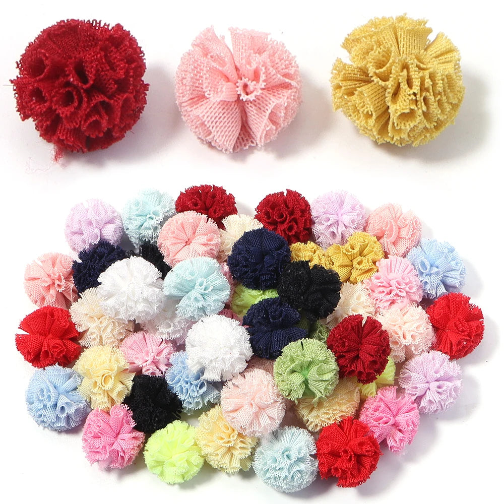 30pcs Tulle Flower Balls for DIY Hair Accessories & Crafts Craft Embellishments PLUSH