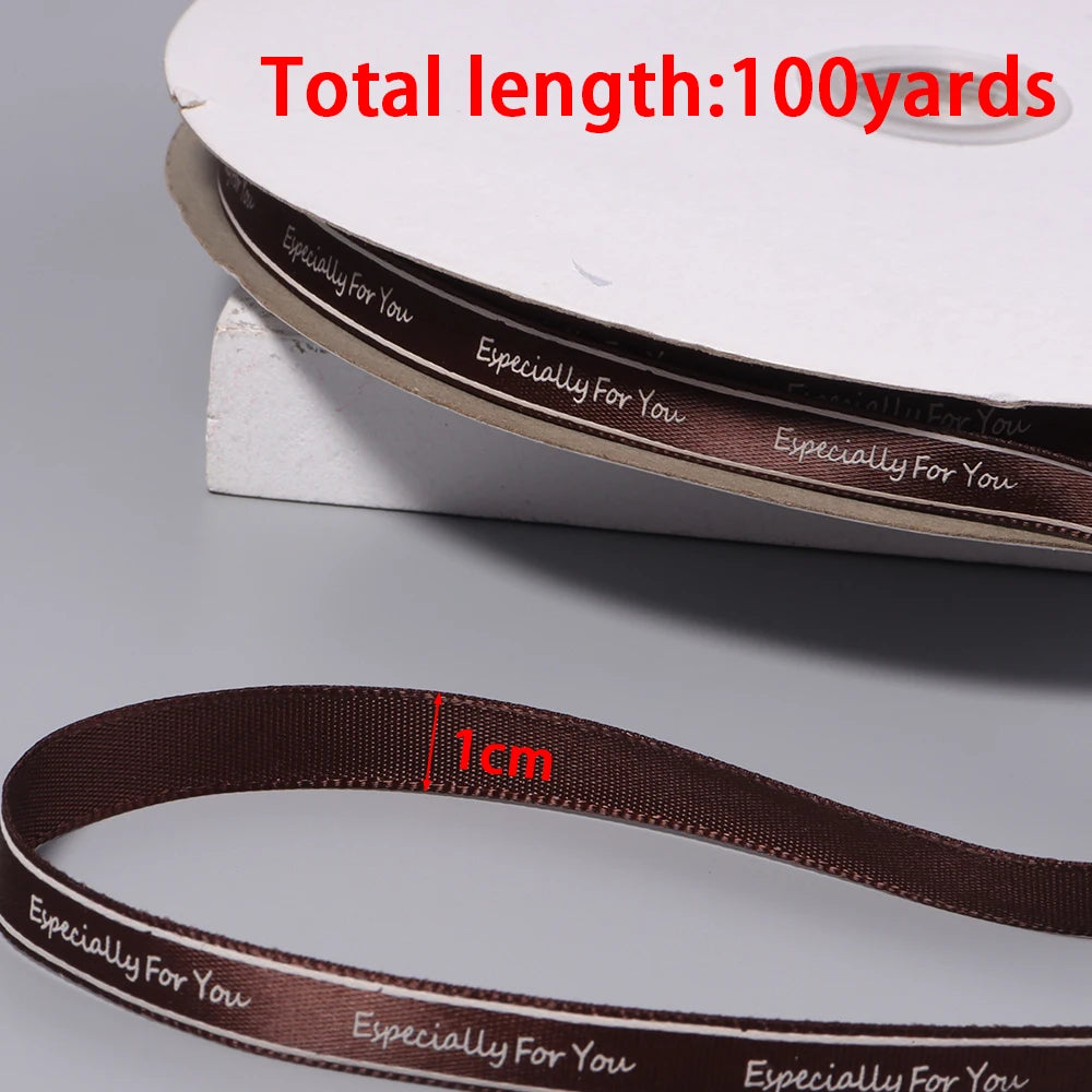 100 Yards "Especially For You" Printed Polyester Ribbon 1cm Printed Craft Ribbon PLUSH
