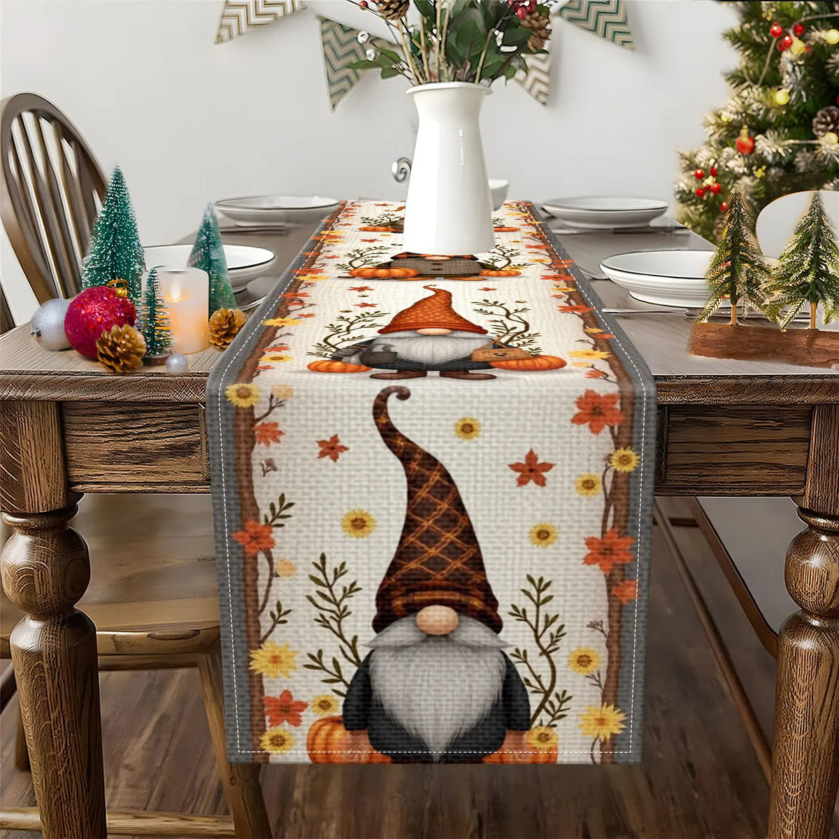 Autumn Elf Pumpkin Table Runner | Fall Thanksgiving Décor Seasonal Table Runner PLUSH