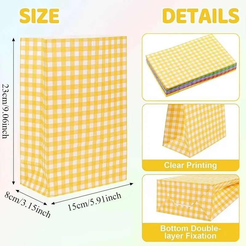 Colorful Kraft Paper Party Gift Bags – 10/20/30 Pack Party Gift Bags PLUSH Yellow 20PCS