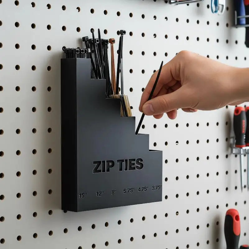 Wall Mounted Zip Tie Organizer – 6-Slot Graduated Storage Rack Tool Storage Organizer PLUSH