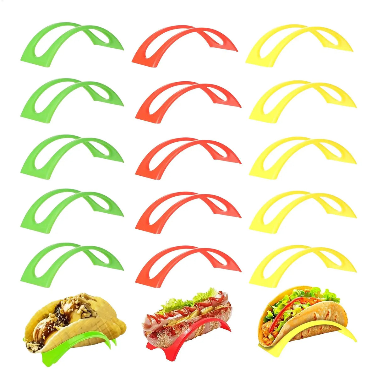 18-Piece Taco Holder Set – Colorful Tortilla Stand Rack Taco Holder Set PLUSH