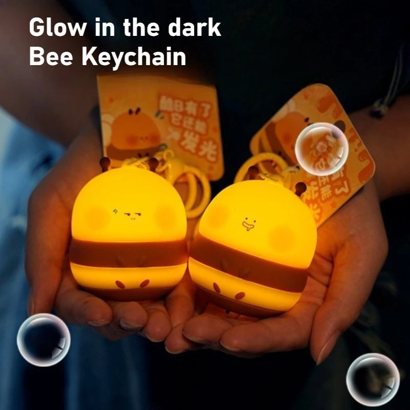 Glowing Bee Silicone Keychain – Cute Light-Up Bag Charm Novelty Keychain PLUSH