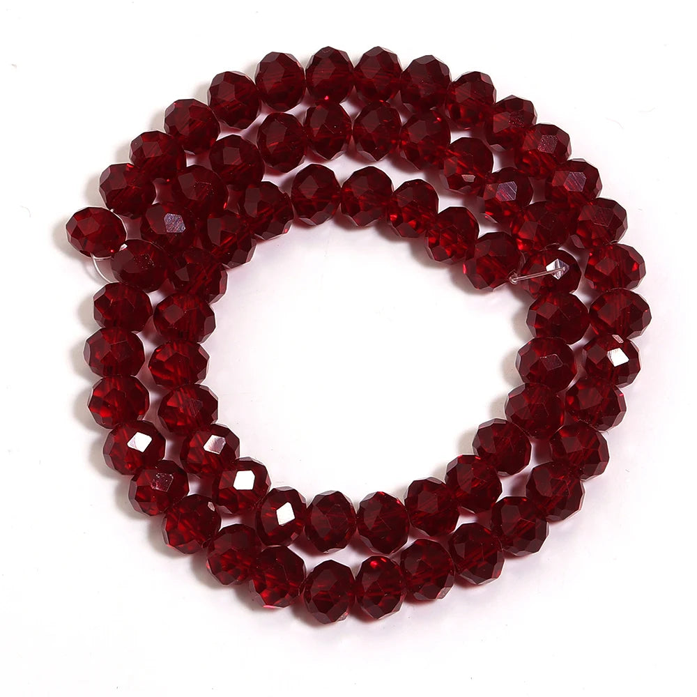 Wine Red Faceted Crystal Glass Abacus Beads 3–8mm | DIY Jewelry Glass Abacus Beads PLUSH wine red 3mm apx 110pcs