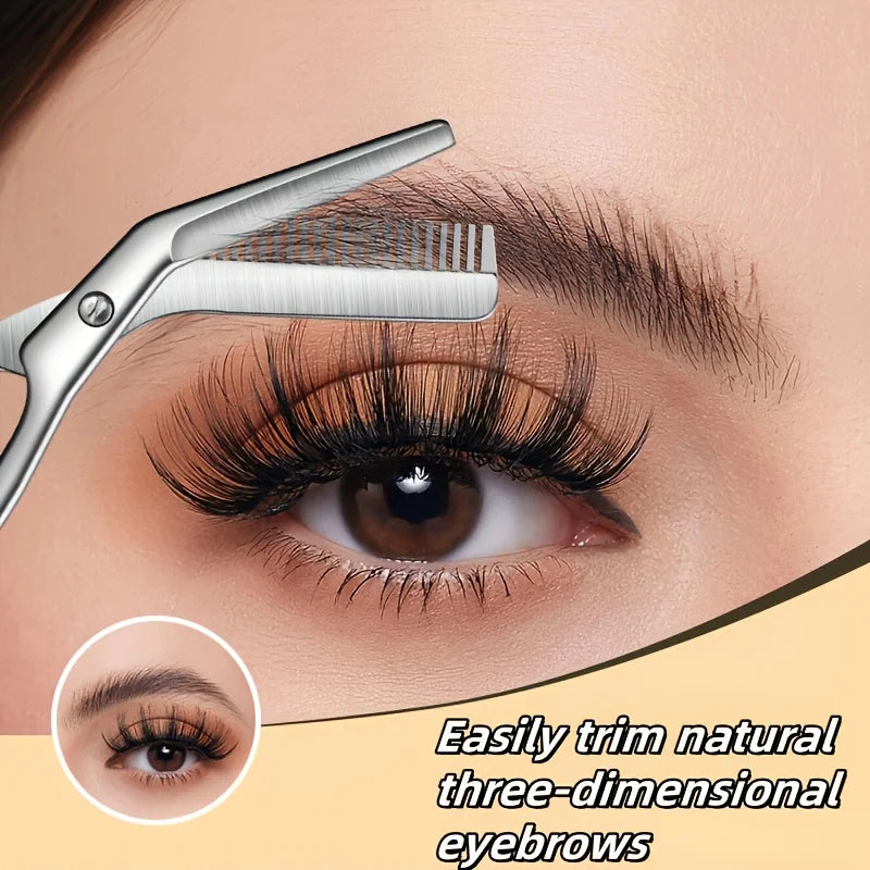 Stainless Steel Eyebrow Scissors with Comb | Hypoallergenic Eyebrow Grooming Scissors PLUSH