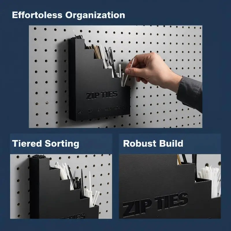 Wall Mounted Zip Tie Organizer – 6-Slot Graduated Storage Rack Tool Storage Organizer PLUSH