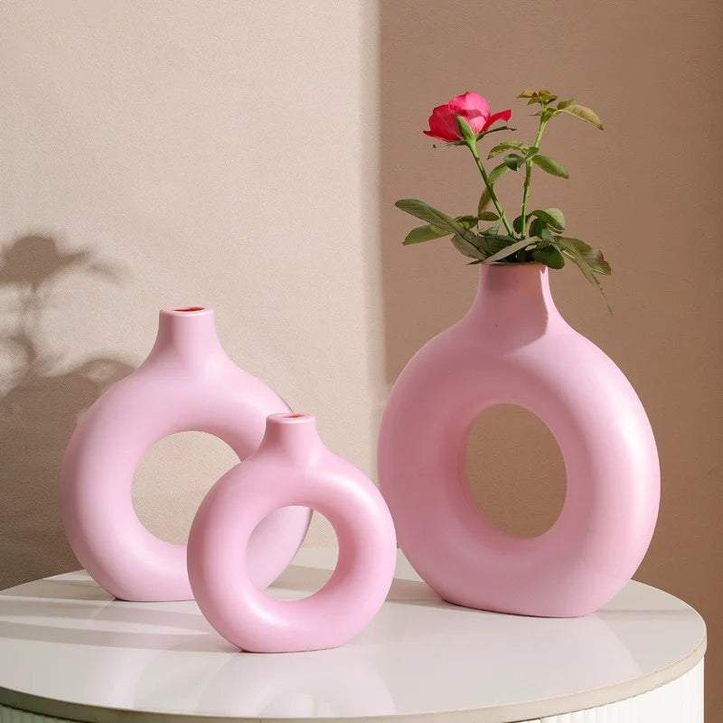Nordic White Ceramic-Look Plastic Vase | Modern Home Decor Decorative Vase PLUSH