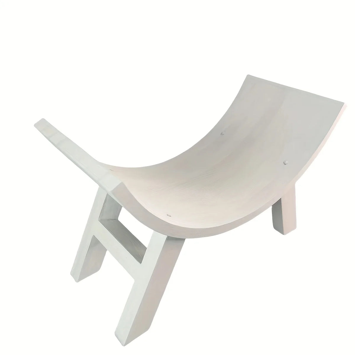 U-Shaped Wooden Stool | Distressed White Half-Round Wood Bench Decorative Wood Stool PLUSH
