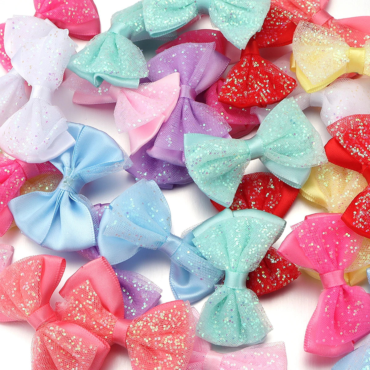 10pcs Sequin Mesh Ribbon Bows – Multicolor DIY Craft Decor Craft Ribbon Bows PLUSH