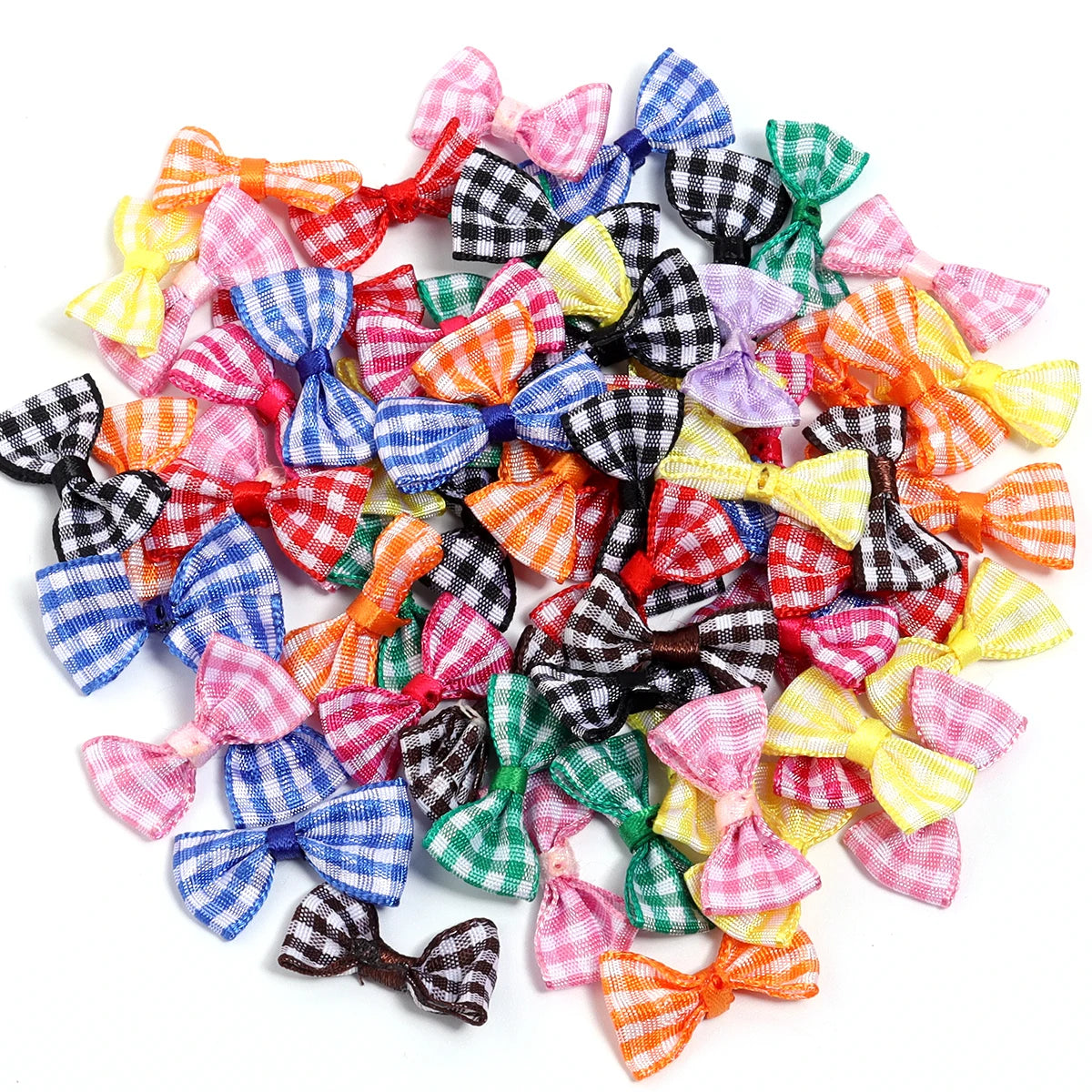 30pcs Scottish Checker Ribbon Bows – Wedding & DIY Craft Decor Ribbon Bows PLUSH Mixed 1.5x3cm