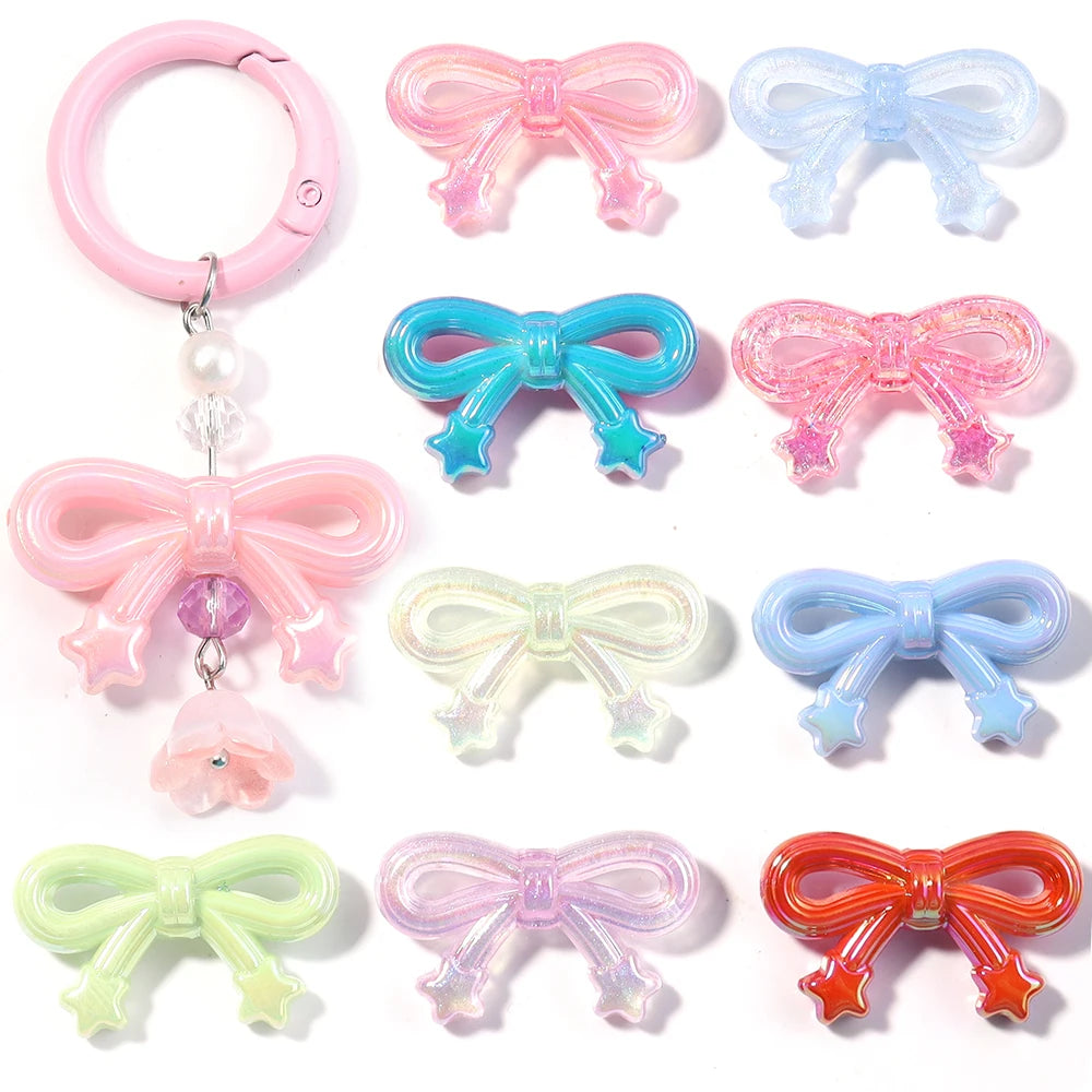 10pcs Colorful Bow Acrylic Spacer Beads – DIY Jewelry Charms Acrylic Spacer Beads PLUSH