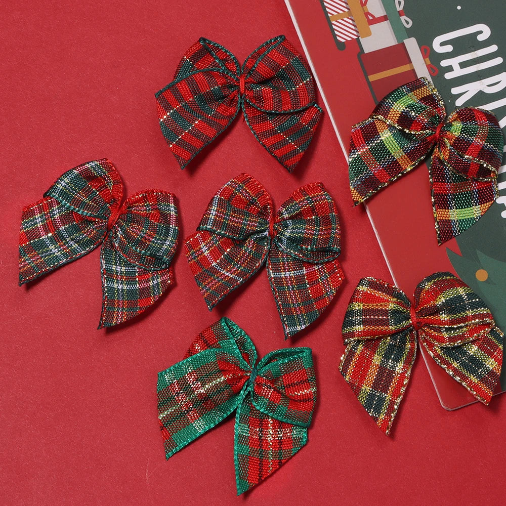 20pcs Christmas Plaid Bows – DIY Jewelry, Hair & Craft Decor Craft Bow Embellishments PLUSH