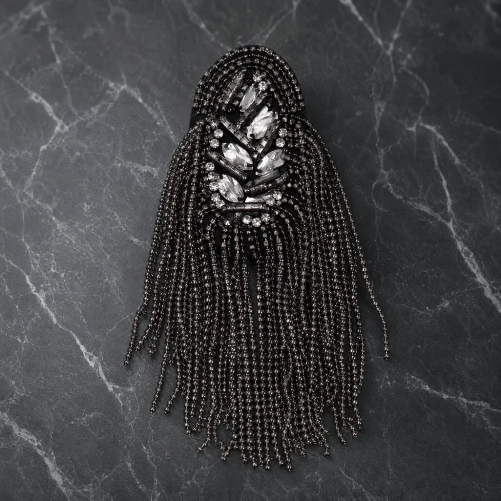 Rhinestone Tassel Shoulder Epaulettes – Unisex Fringe Brooch Shoulder Epaulette Brooch PLUSH