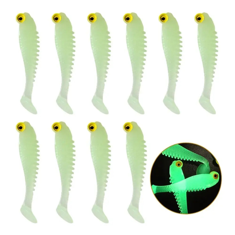 Soft Silicone Worm Fishing Lures 10pcs – Bass Swimbaits Soft Fishing Lures PLUSH Fluorescent Green 5.5CM