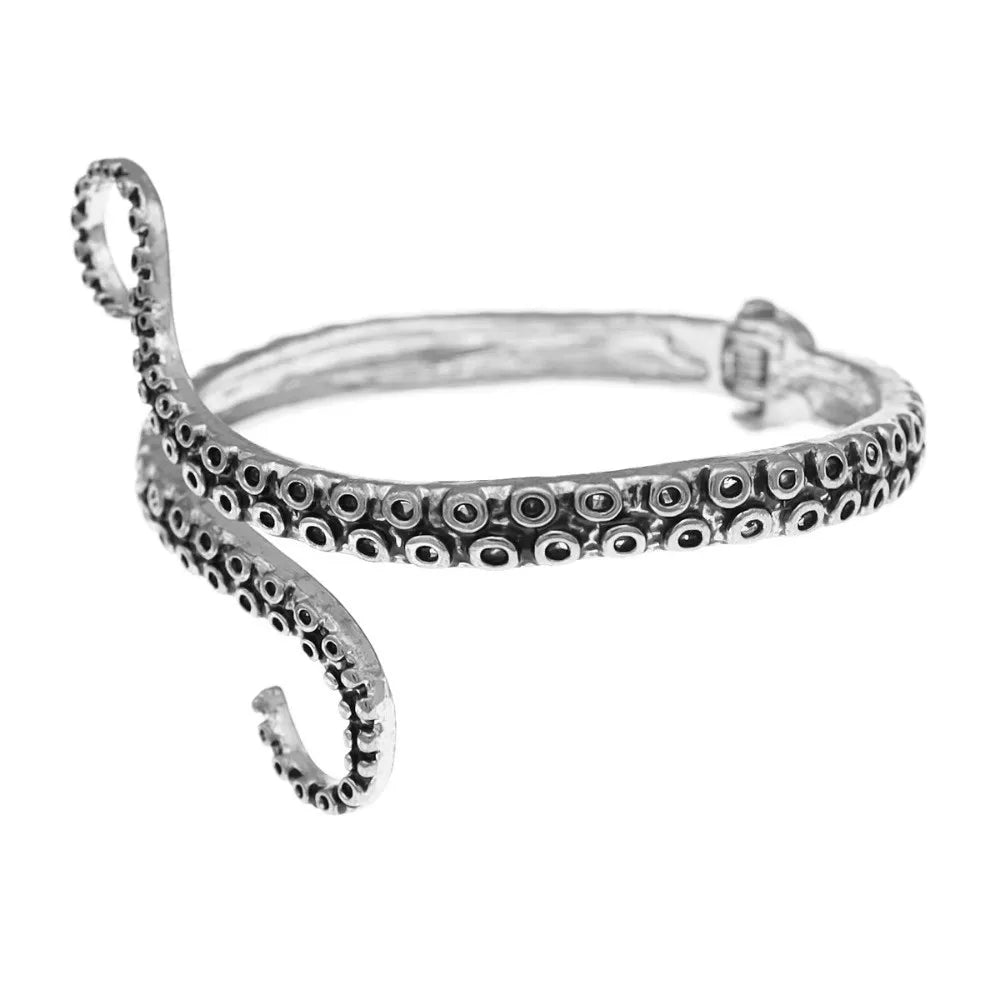 Vintage Octopus Gothic Hinged Cuff Bracelet – Gold & Silver Gothic Cuff Bracelet PLUSH