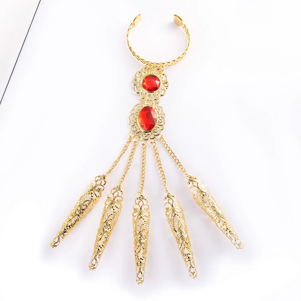 Golden Belly Dance Finger Bracelet – Thai Style Hand Chain Finger Hand Bracelet PLUSH Hot Stamping