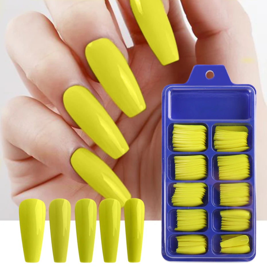 100pcs Coffin Press On Nails – Acrylic Nail Extension Kit