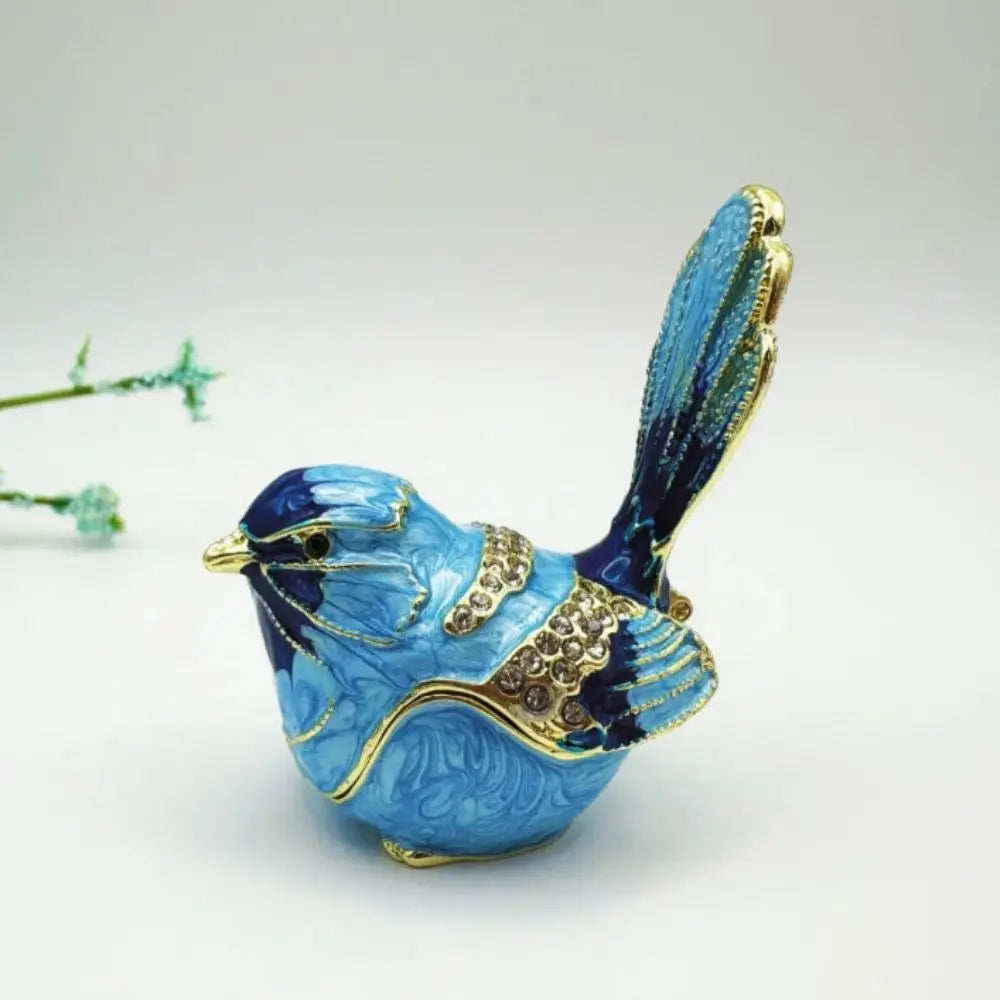 Mini Enamel Bird Trinket Box | Zinc Alloy Animal Figurine Enamel Trinket Box PLUSH