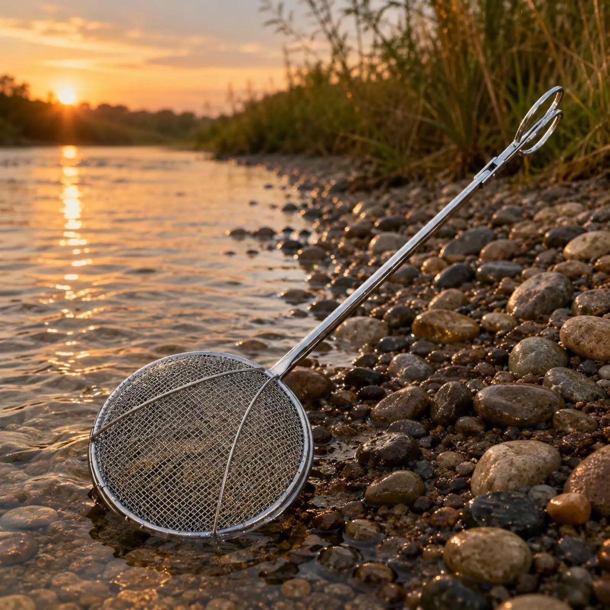 Stainless Steel Prawn Net Handheld Mesh Clamp Fishing Tool Mesh Fishing Net PLUSH