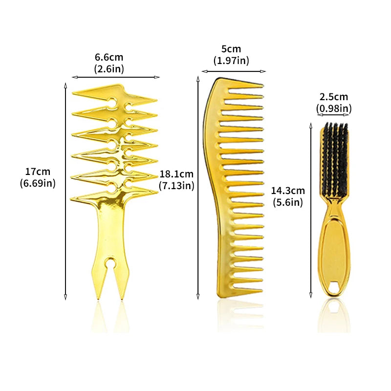 Professional Haircut Comb & Brush Set – 3pc/4pc Salon Kit Hair Styling Set PLUSH E-3pcs