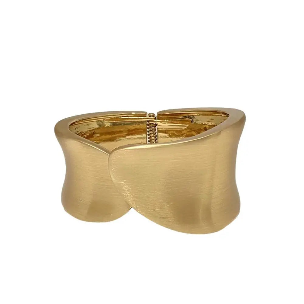 Irregular Wide Open Alloy Cuff Bangle – Gold & Silver Cuff Bangle PLUSH Gold-B