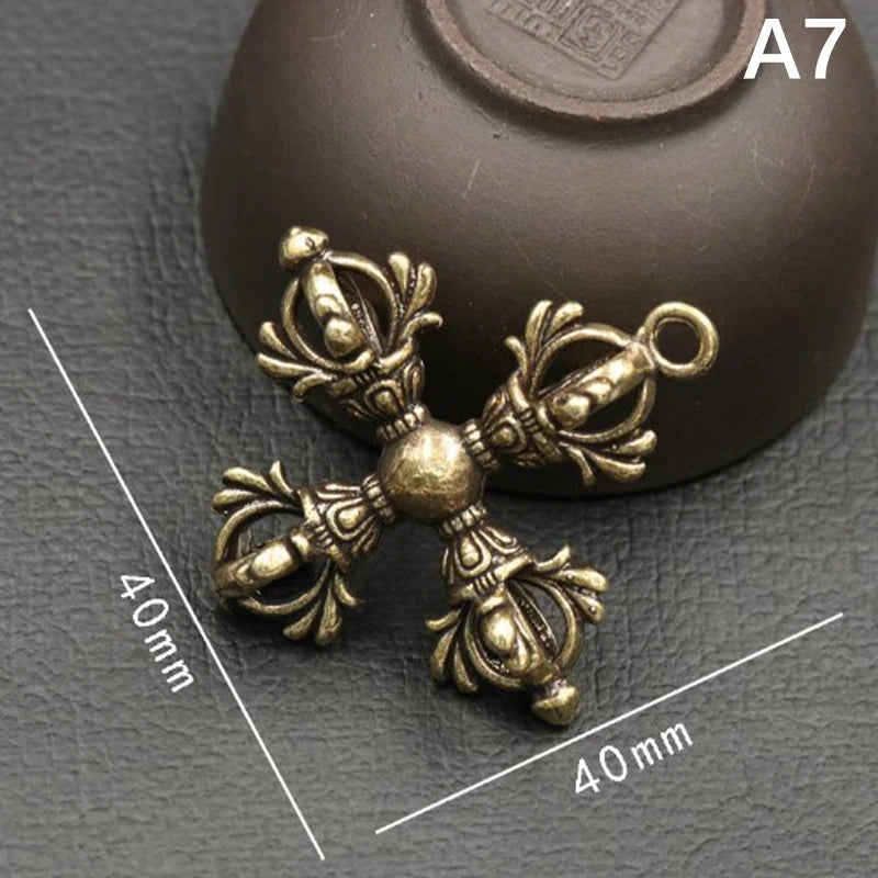 Tibetan Buddhist Vajra Brass Pendant – Nepal Handcraft Charm Jewelry Pendant Charm PLUSH A7