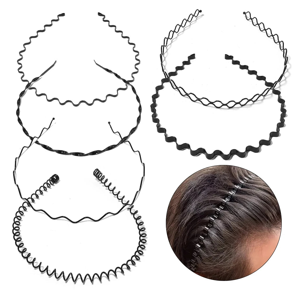 6-Pack Metal Wave Headbands – Unisex Sport & Face Wash Hair Hoops Hair Headbands PLUSH