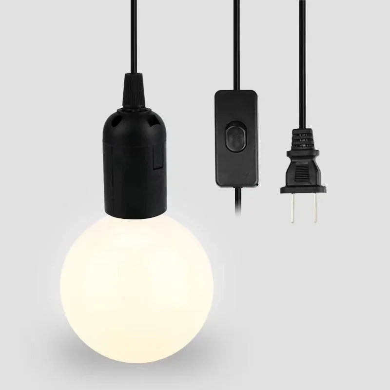 E27 Pendant Lamp Holder 1.8m Cord EU Plug with Switch Pendant Lamp Holder PLUSH