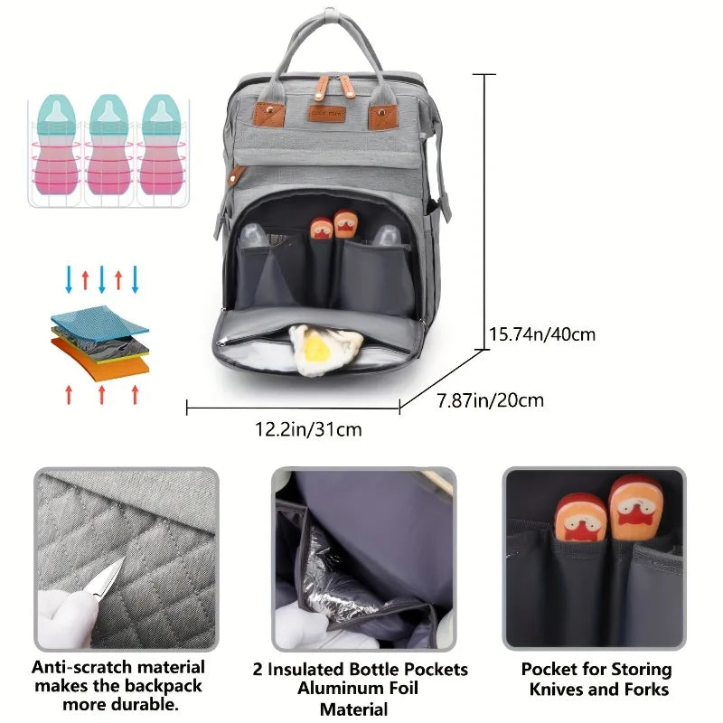 Large Capacity Diaper Backpack – Mommy Bag with Thermal Insulation Diaper Backpack PLUSH