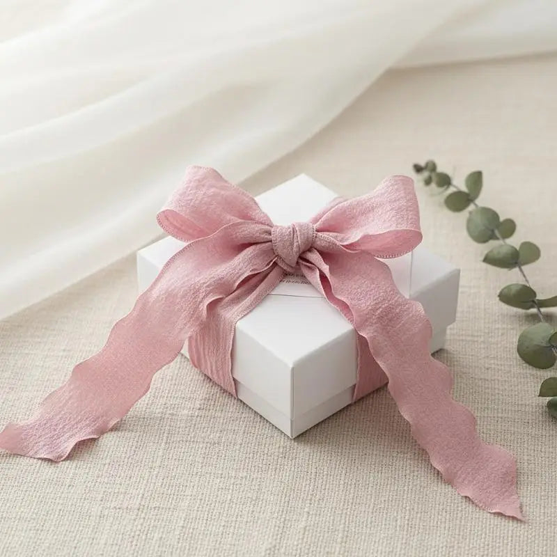 10 Yards Fishtail Wave Edge Pleated Chiffon Ribbon 2.5cm Craft Ribbon PLUSH