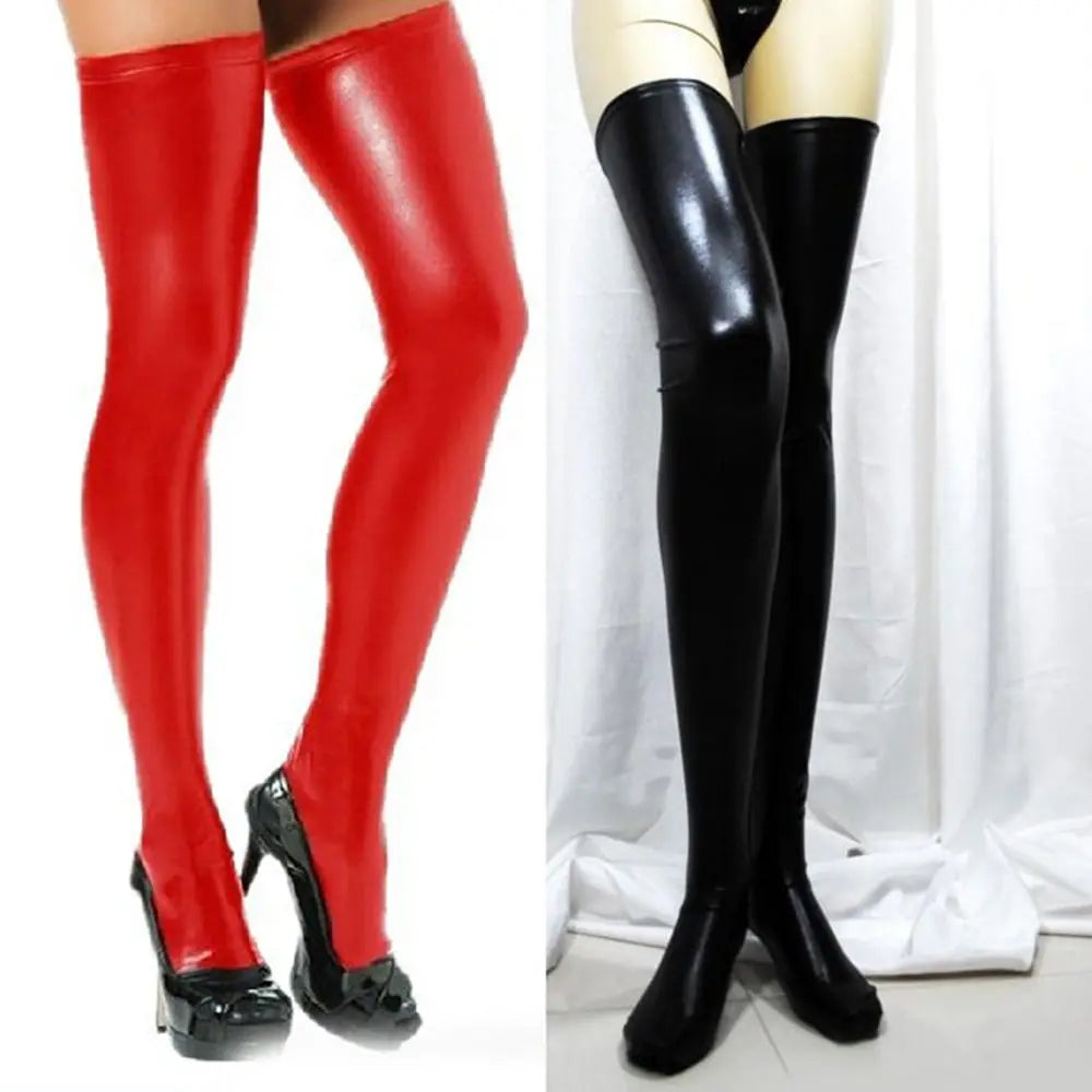 PU Leather Thigh High Socks – Punk Over-Knee Stockings Women Thigh High Socks PLUSH