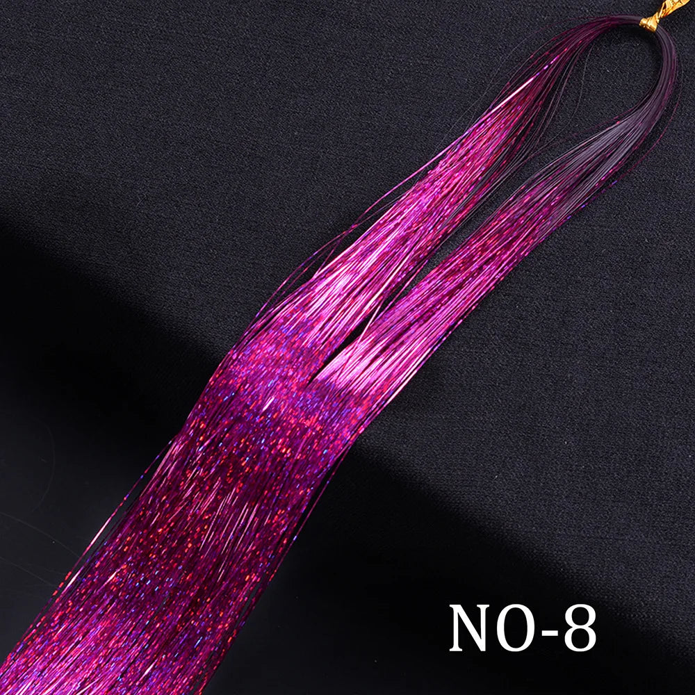 Rainbow Hair Tinsel Glitter Strands – 120pcs, 93cm Hair Tinsel Extensions PLUSH NO-8
