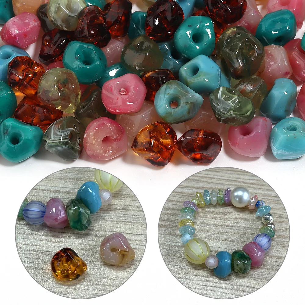 20pcs Irregular Acrylic Jade Spacer Beads 16x15mm – DIY Jewelry Acrylic Spacer Beads PLUSH