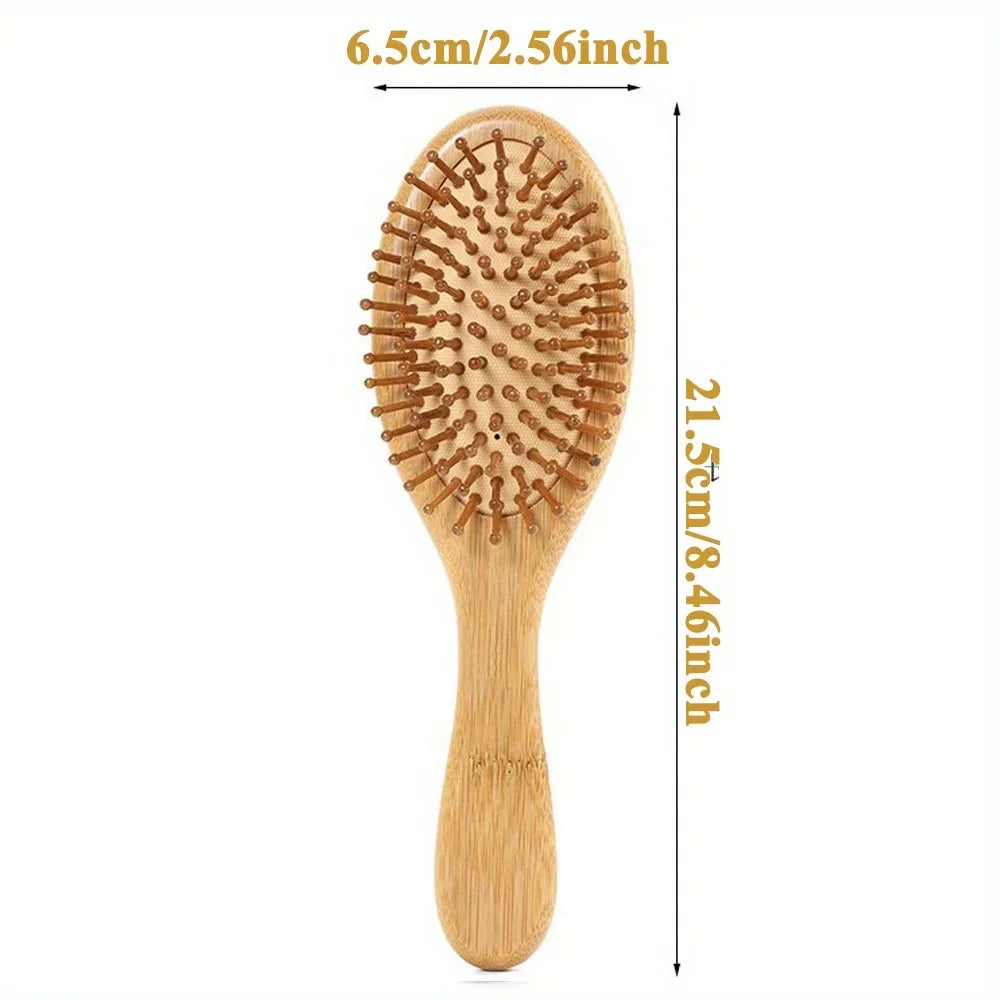 Bamboo Air Cushion Comb – Kids & Adult Detangling Hair Brush Bamboo Hair Comb PLUSH M Round Comb