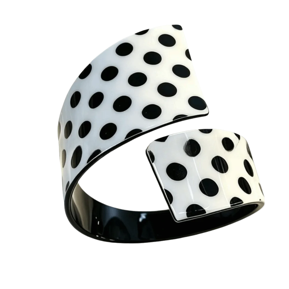 Black & White Polka Dot Acrylic Open Cuff Bangle Acrylic Cuff Bangle PLUSH C