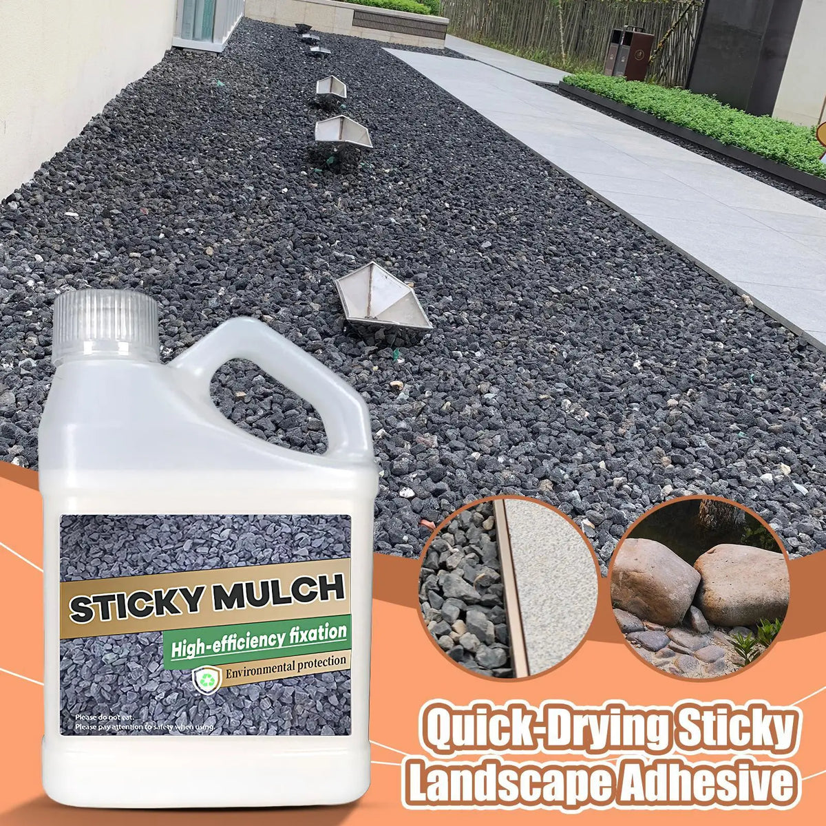 Stone Glue – Clear Waterproof Landscape Adhesive for Rocks & Gravel Landscape Adhesive PLUSH