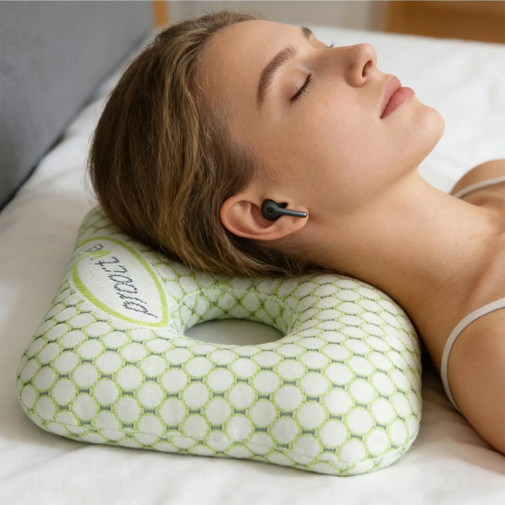 Memory Foam Ear Hole Pillow for Side Sleepers – Portable Memory Foam Pillow PLUSH