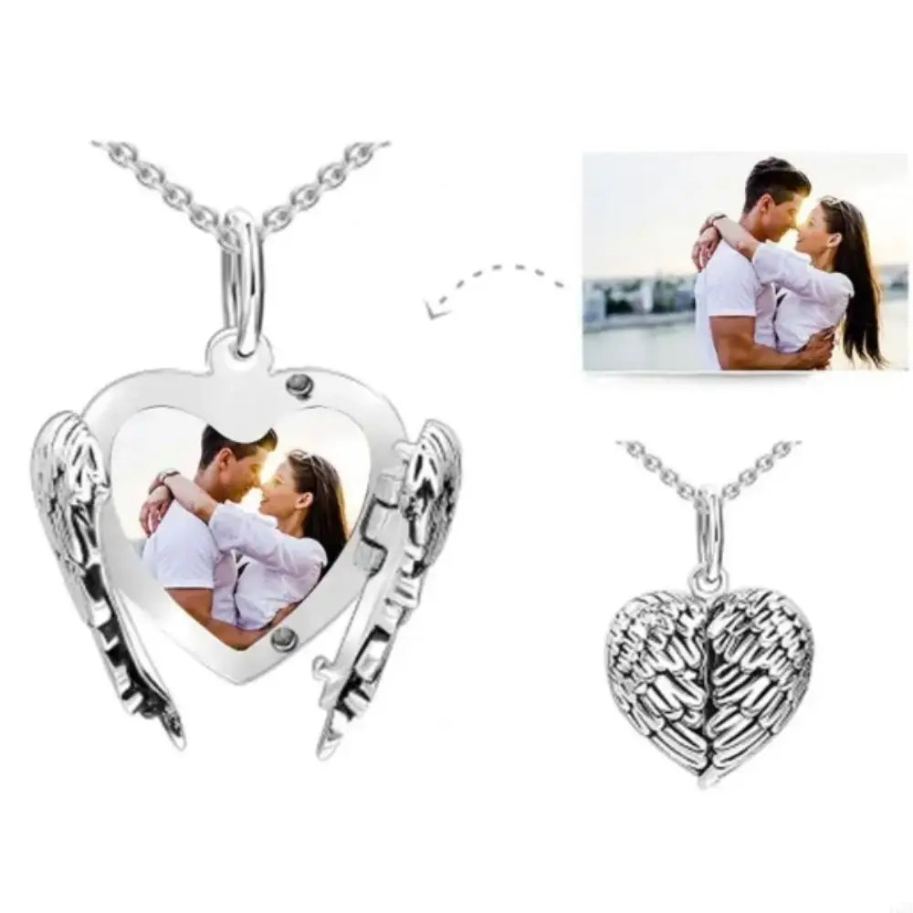 Sublimation Blank Angel Wing Heart Pendant Necklace – Gold Pendant Necklace PLUSH