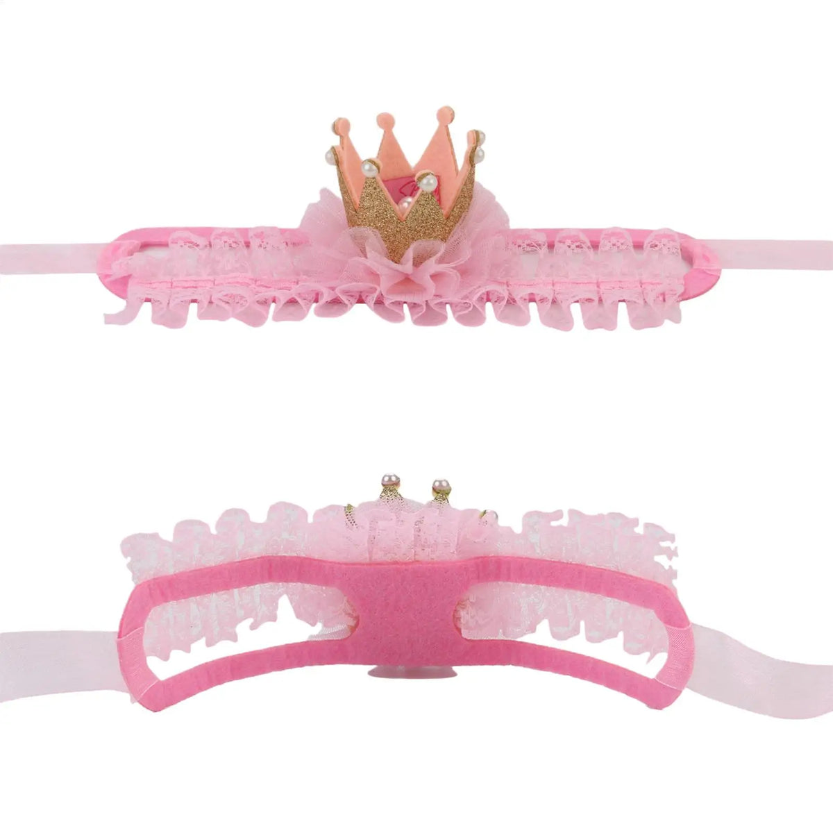 Pink Lace Crown & Scarf Pet Costume for Cats & Small Dogs Pet Costume Set PLUSH