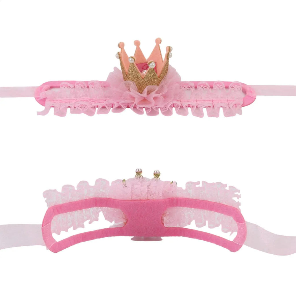 Pink Lace Crown & Scarf Pet Costume for Cats & Small Dogs Pet Costume Set PLUSH
