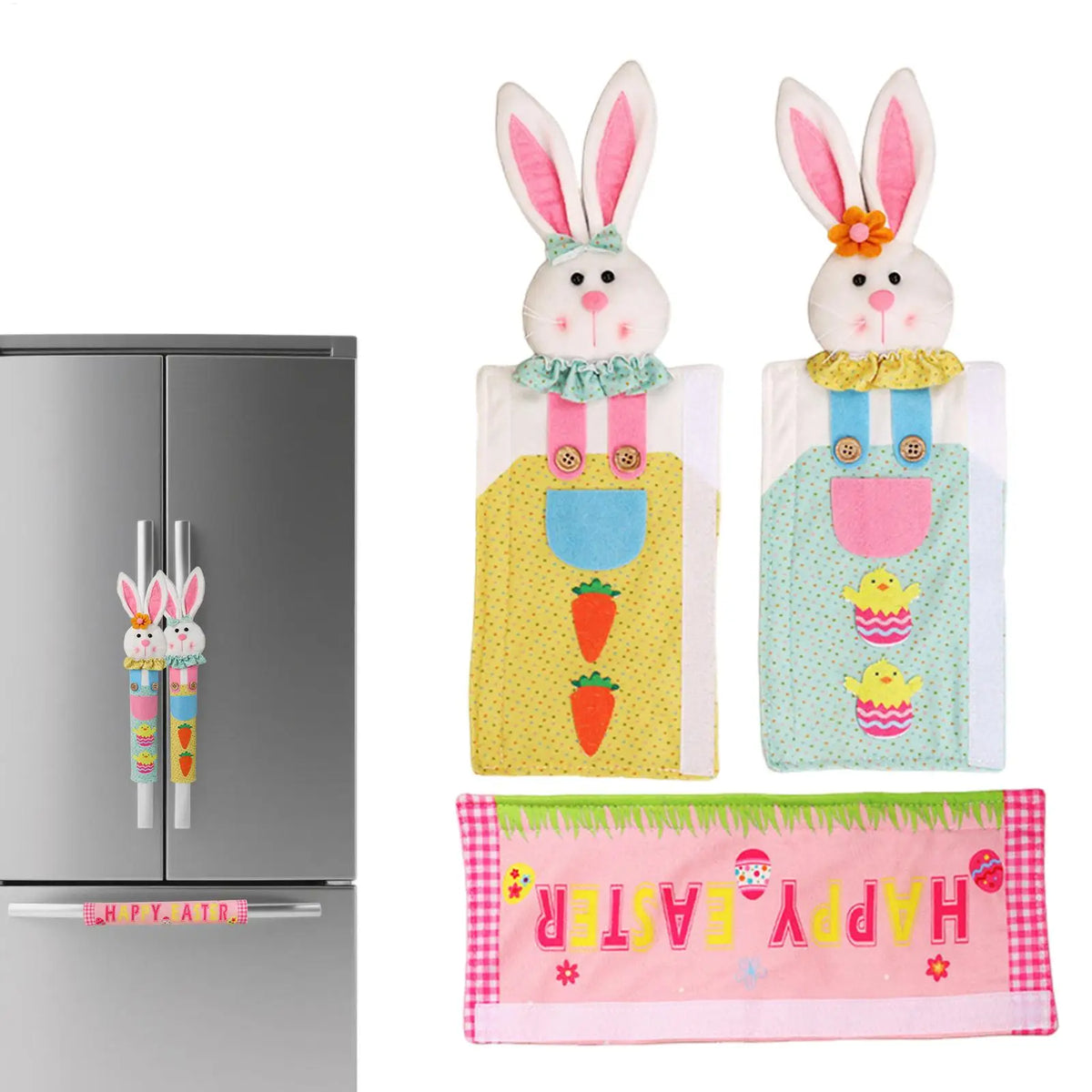 Easter Bunny Fridge Handle Covers 3-Piece Non-Slip Set Appliance Handle Covers PLUSH