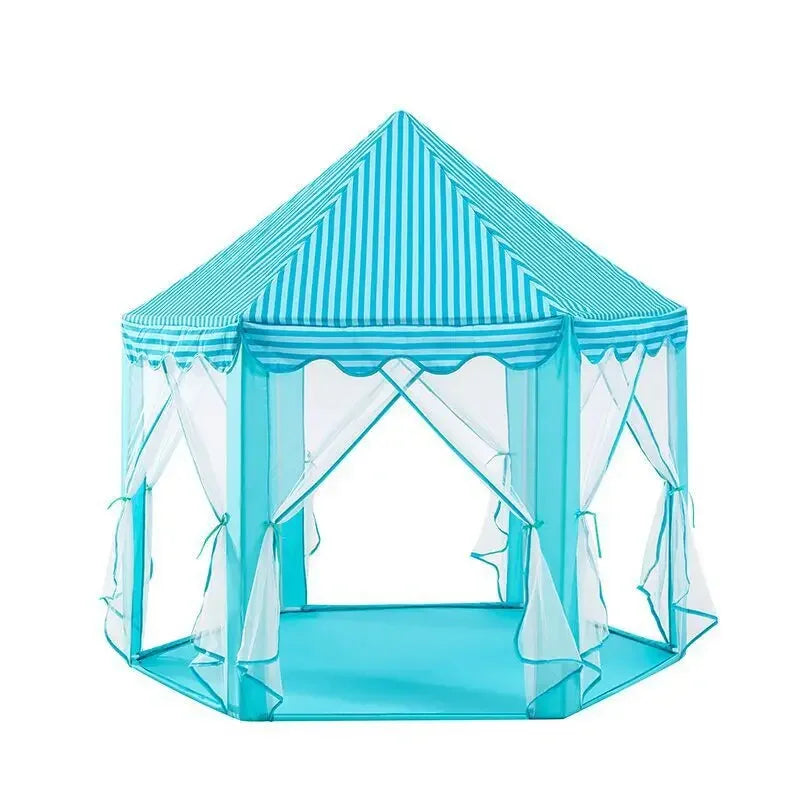 Kids Hexagonal Mesh Play Tent – Indoor & Outdoor Game House Kids Play Tent PLUSH Blue