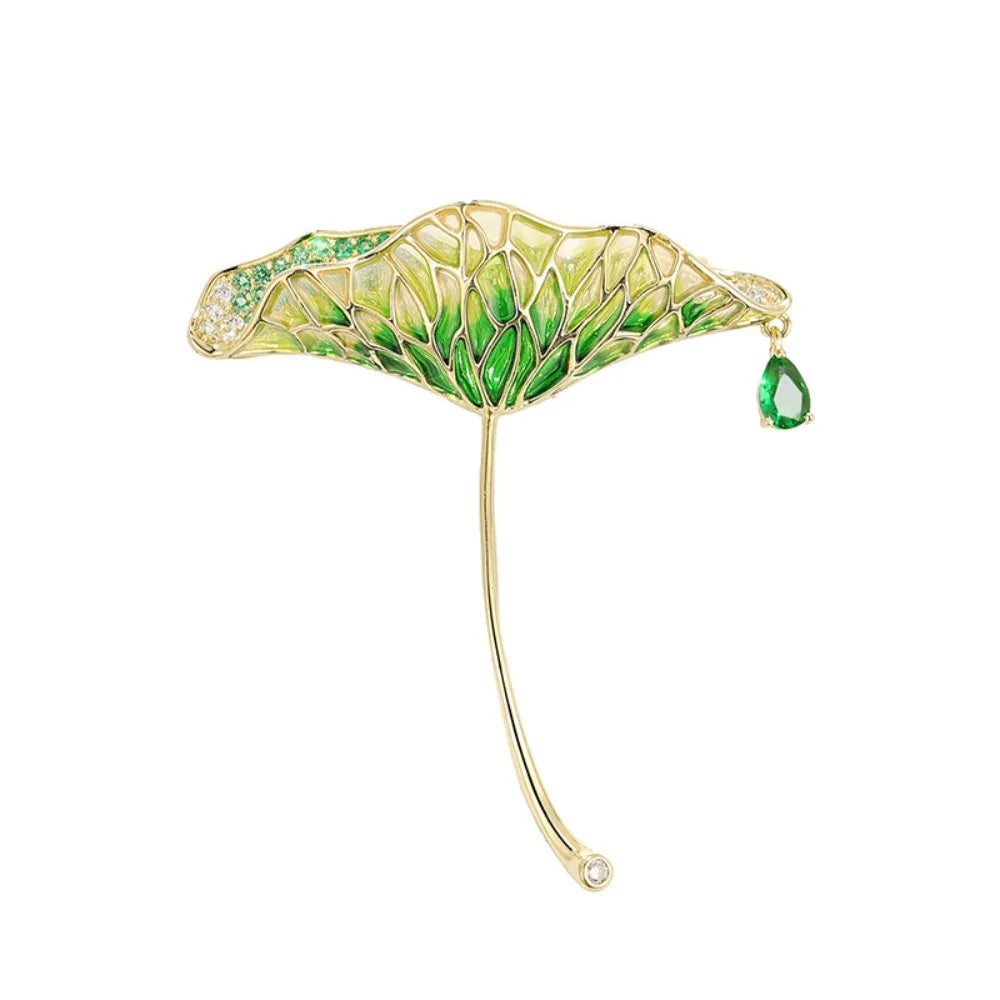 Enamel Lotus Brooch Base Zircon Copper DIY Pin Setting Brooch Blank Setting PLUSH B