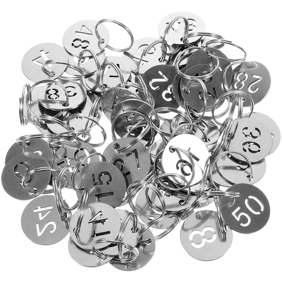 50pcs Stainless Steel Round Numbered Tags – Key & Locker Labels Numbered Storage Tags PLUSH