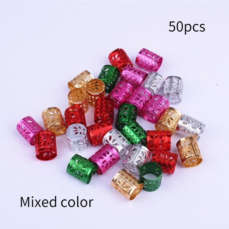 50-100pcs Dreadlock Hair Rings Bead Cuffs – Mixed Color Hair Braid Rings PLUSH No.1 50pcs