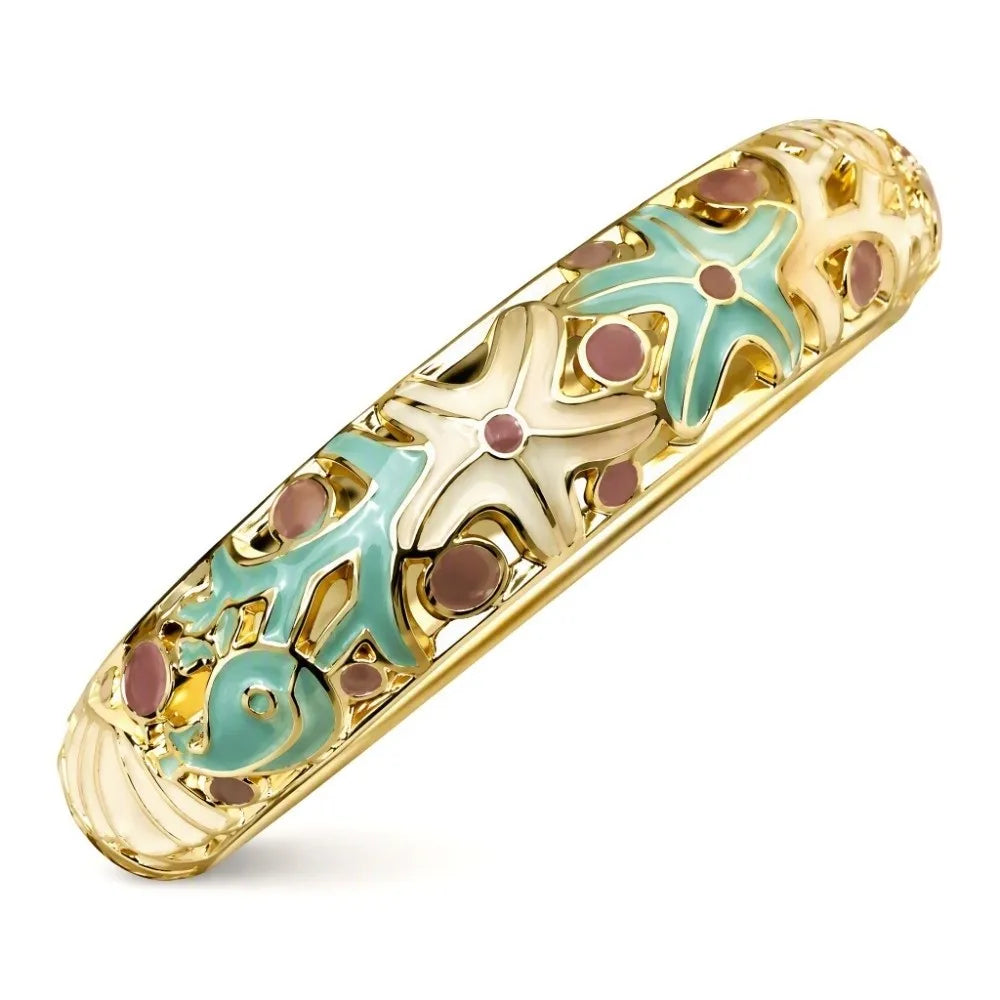 Starfish Cloisonné Enamel Bangle | Vintage Bohemian Women's Bracelet Enamel Bangle Bracelet PLUSH