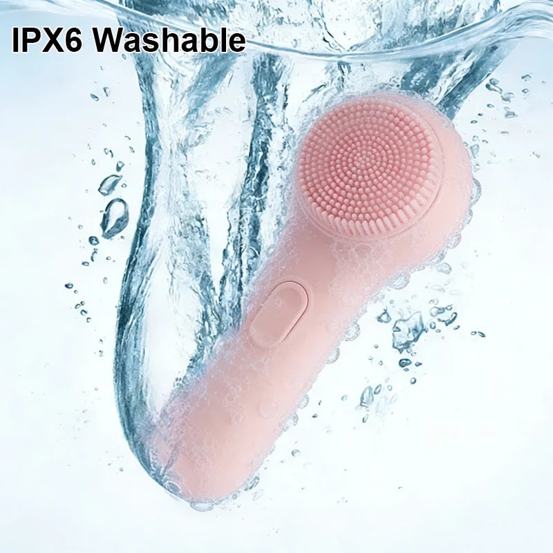 Electric Silicone Facial Cleansing Brush | Heat & Vibration 5-Speed Facial Cleansing Brush PLUSH